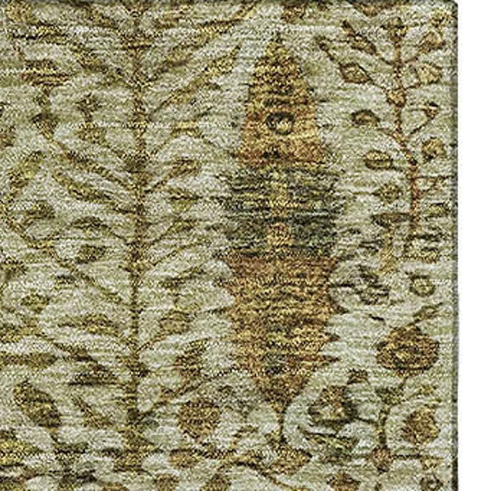 10' X 14' Floral Vines Washable Area Rug With UV Protection (716635) - Wheat / Gold