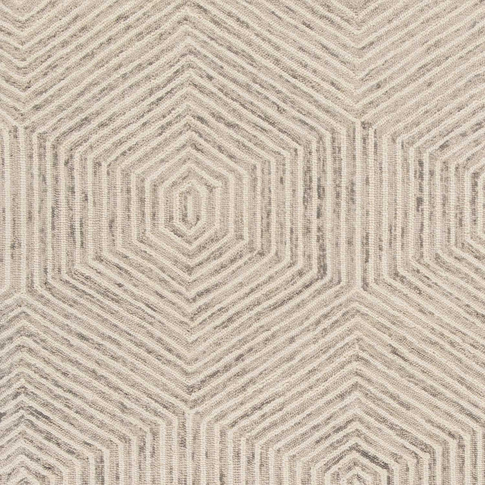 8' x 10' Wool Geometric Hand Tufted Area Rug - Ivory And Gray
