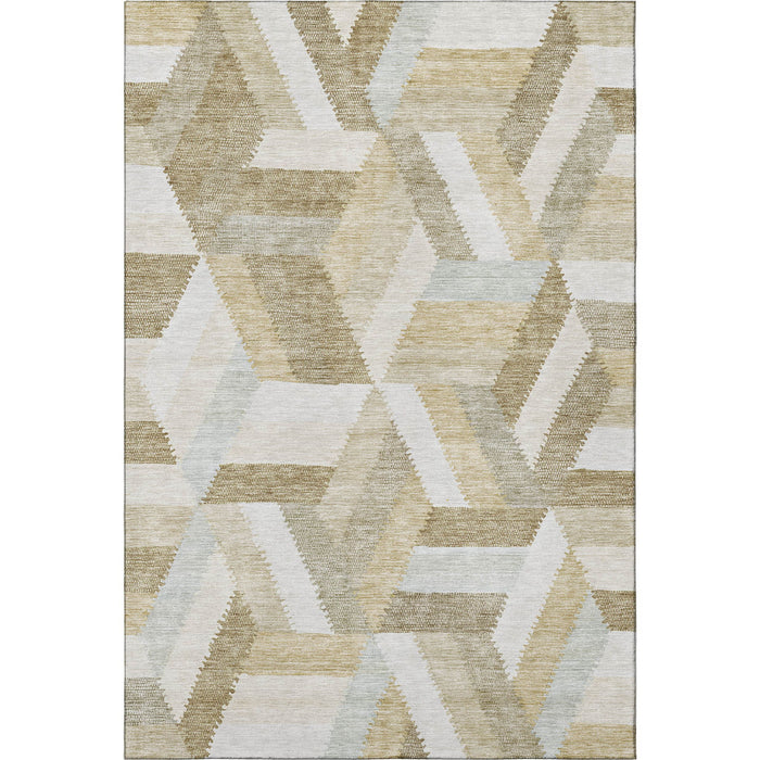 10' X 14' Geometric Washable Area Rug With UV Protection (692460) - Tan / Ivory / Brown