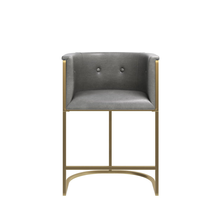 Fabric Low Back Counter Height Bar Chair - Gray / Gold
