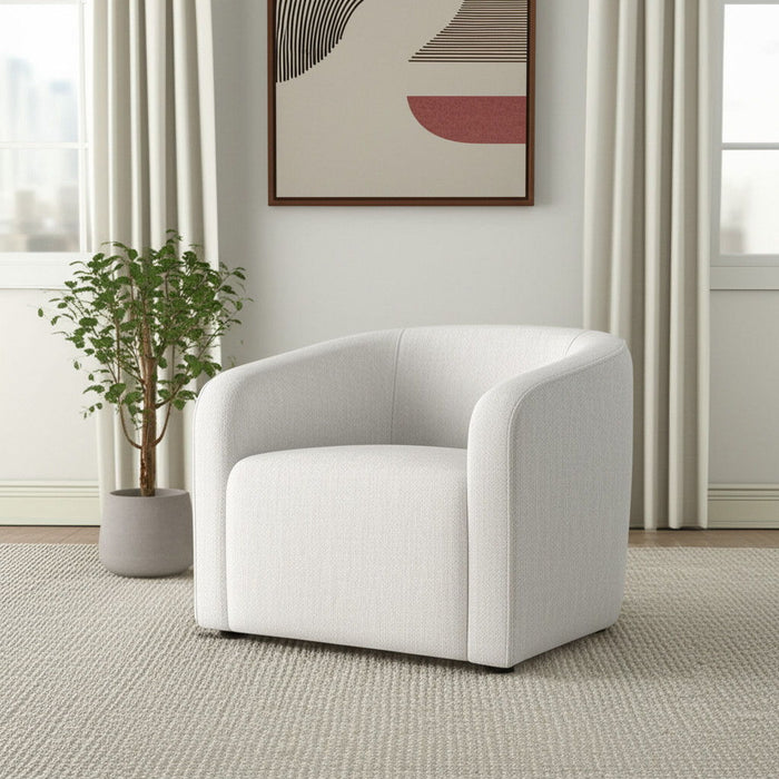 32" Contemporary Fabric Barrel Club Chair - Off White
