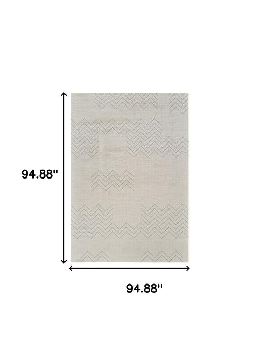 8' x 11' Modern Abstract Distressed Polyester Area Rug - Cream