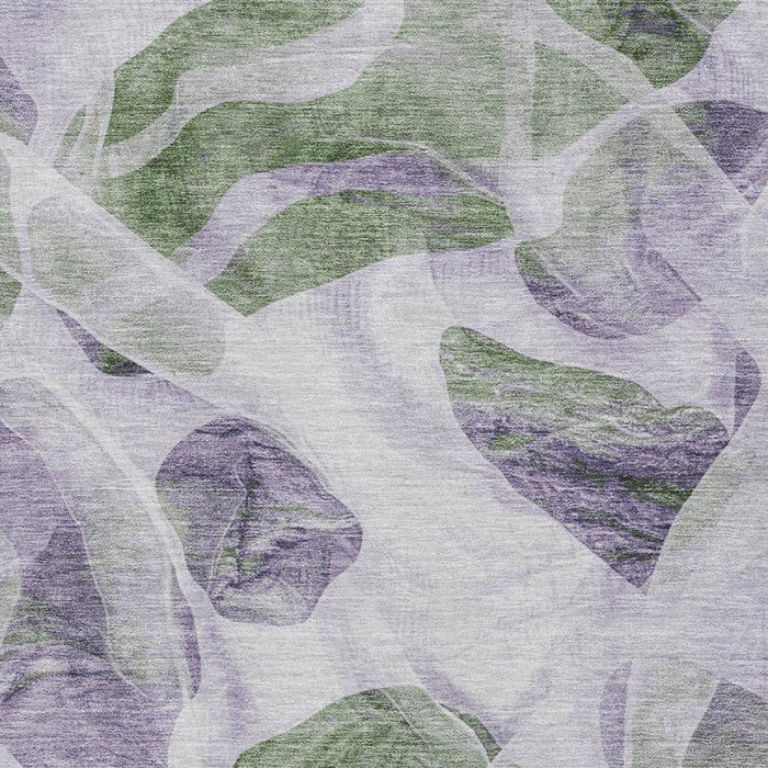 10' X 14' Abstract Washable Area Rug With UV Protection (706169) - Lavender / Green / Ivory