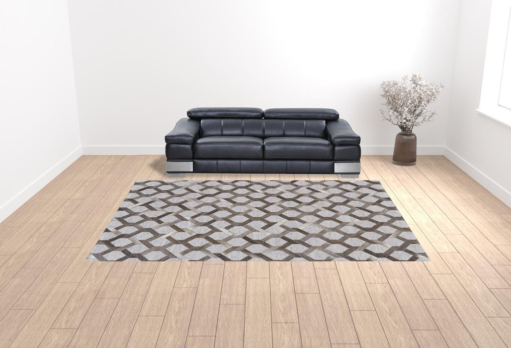 10' x 13' Geometric Hand Woven Area Rug - Gray Taupe And Silver