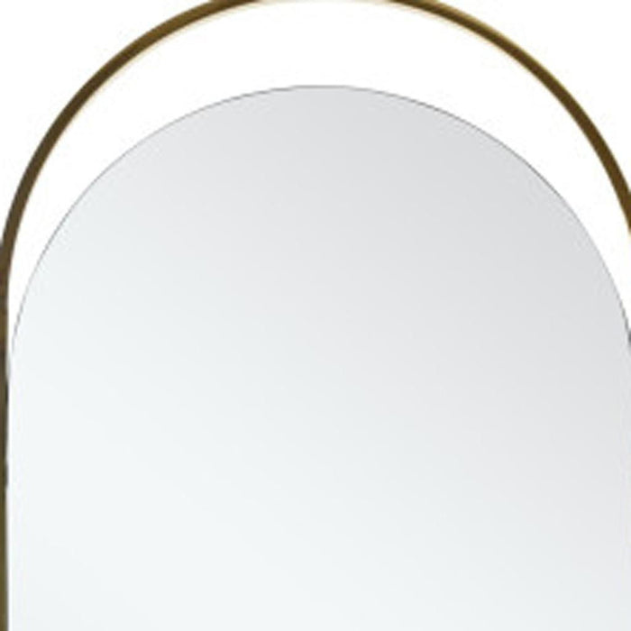 Steel Oval Freestanding Framed Accent Mirror Accent - Gold