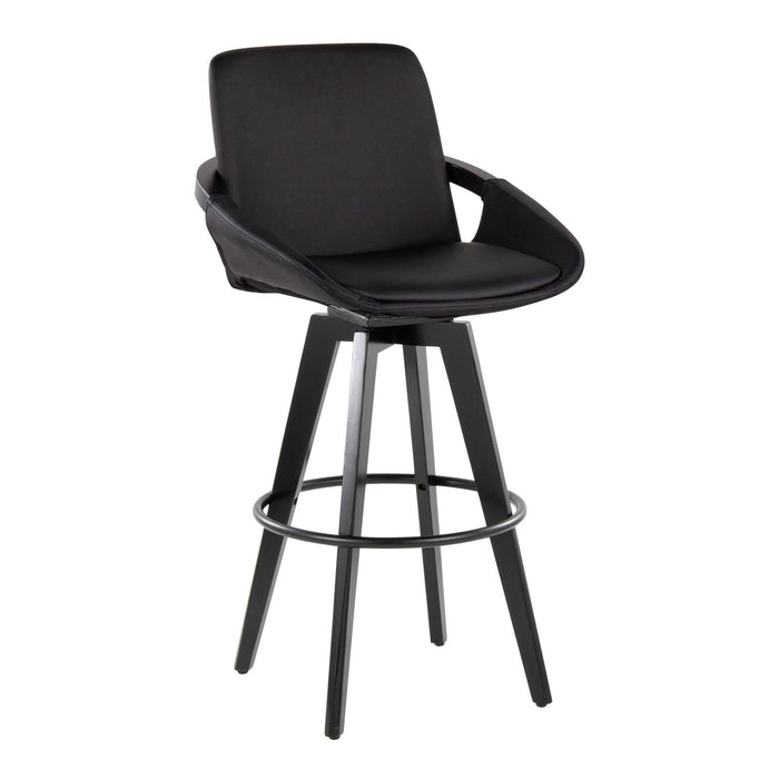 Cosmo - Fixed-Height Barstool (Set of 2) - Black Wood Base, Black Footrest