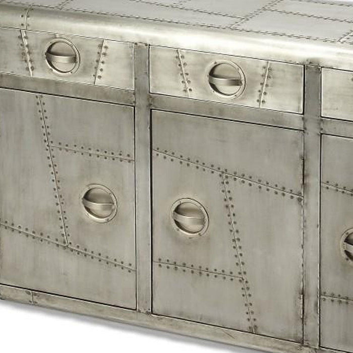 Steel Console Accent Cabinet With Three Drawers - Silver