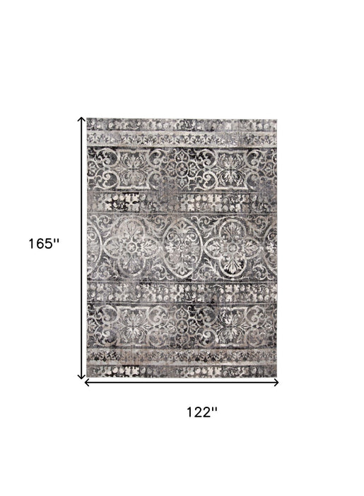 10' x 14' Abstract Stain Resistant Area Rug - Gray Ivory And Taupe