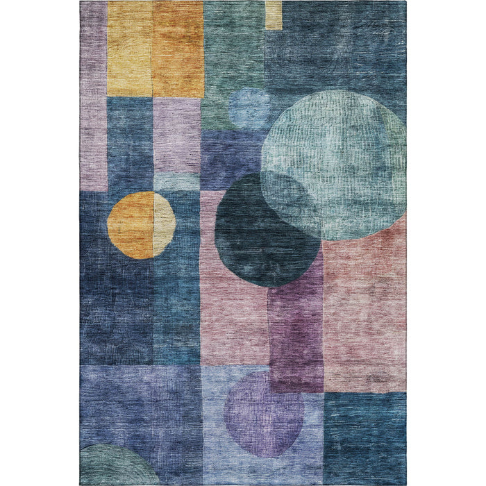 10' X 14' Geometric Washable Area Rug With UV Protection (684702) - Blue / Purple / Gold