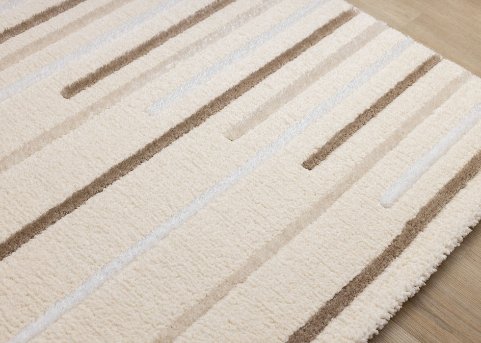 8' X 11' Striped Area Rug (660011) - Cream / Brown
