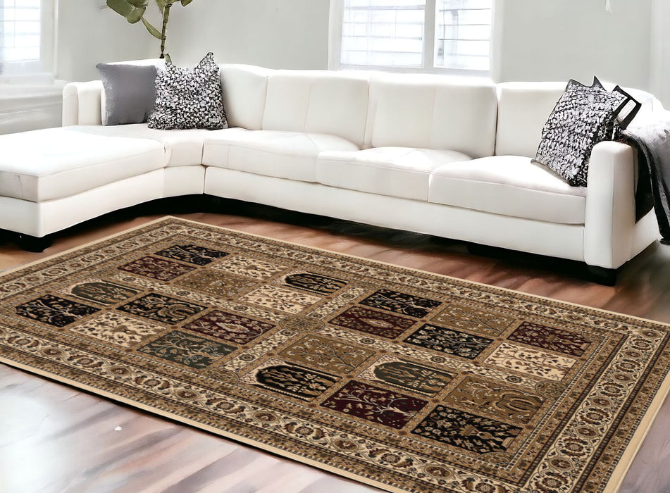 9.8' x 13.3' Oriental Washable Non Skid Area Rug - Black And Beige