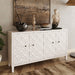 Giga white wash wooden accent cabinet with four doors, sideboard style for living room, entryway, or dining room storage.