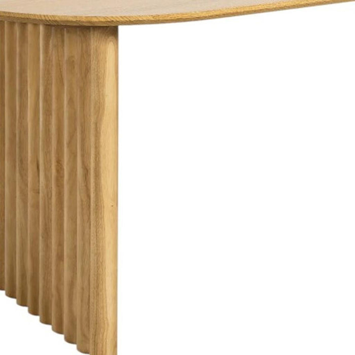 79" Solid Wood Mirrored Double Pedestal Base Oval Dining Table Top - Natural