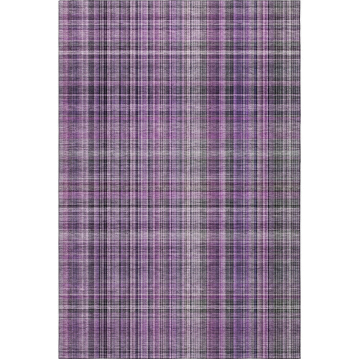 10' X 14' Plaid Washable Area Rug With UV Protection (648292) - Purple / Gray