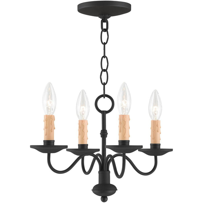 9" Four Light Dimmable Chandelier With Shades - Black