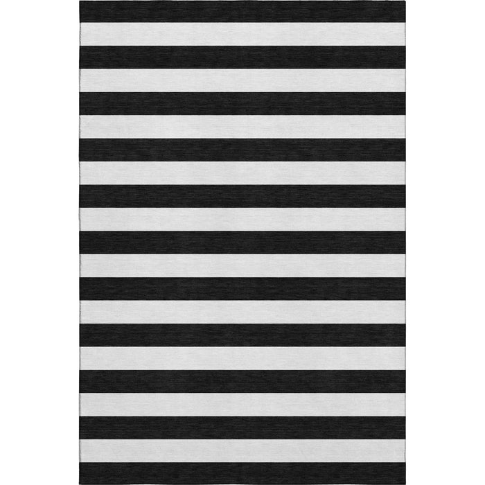 3' X 5' Striped Washable Area Rug With UV Protection (647561) - Black / Ivory