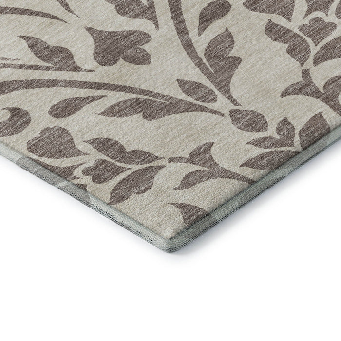 10' X 14' Floral Washable Area Rug With UV Protection (669660) - Taupe / Beige