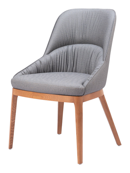 Upholstered Faux Leather Dining Room Side Chairs (Set of 2) - Gray / Brown