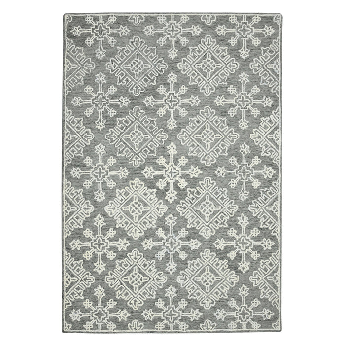 8' X 10' Wool Oriental Hand Hooked Area Rug - Gray And Ivory