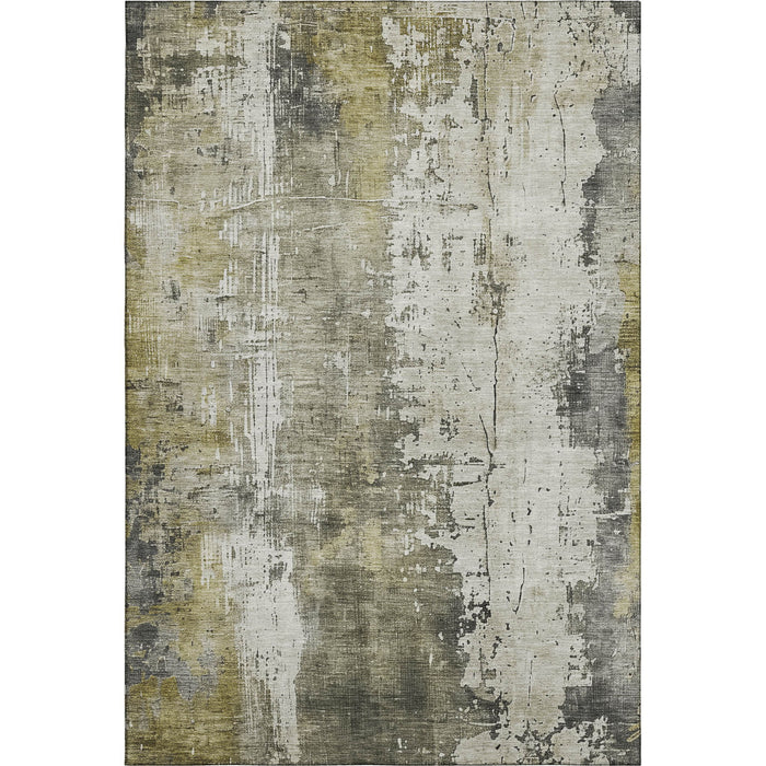 10' X 14' Abstract Washable Area Rug With UV Protection (696026) - Pewter / Gold / Ivory