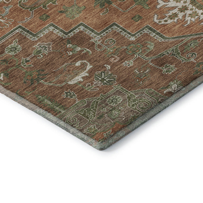 10' X 14' Oriental Washable Area Rug With UV Protection (681341) - Rust / Beige / Olive Green