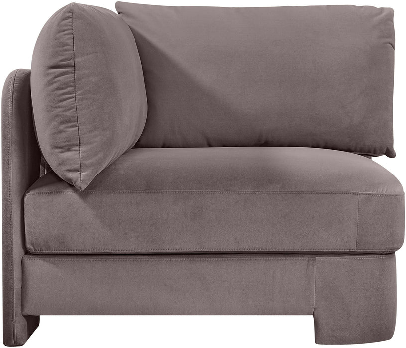 Meridian Furniture Hammond velvet performance fabric corner chair with plush upholstery and modern design for stylish living spaces.
