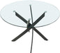 Modern Xander dining table by Meridian Furniture with a sleek wooden surface and sturdy metal legs.