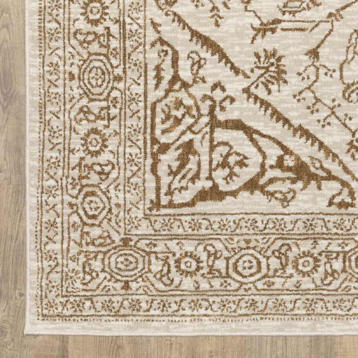10' X 13' Oriental Area Rug - Ivory / Gold