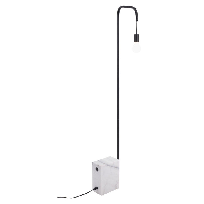 Industrial Marble Bulb Floor Lamp - Black And White