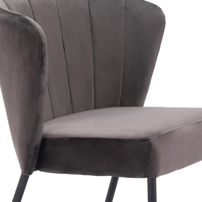 Tufted Upholstered Velvet Dining Side Chairs (Set of 2) - Gray / Black