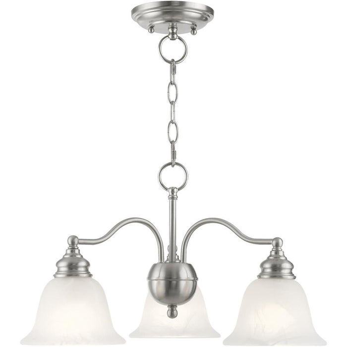 Dimmable Three Light Chandelier With Shades - Nickel