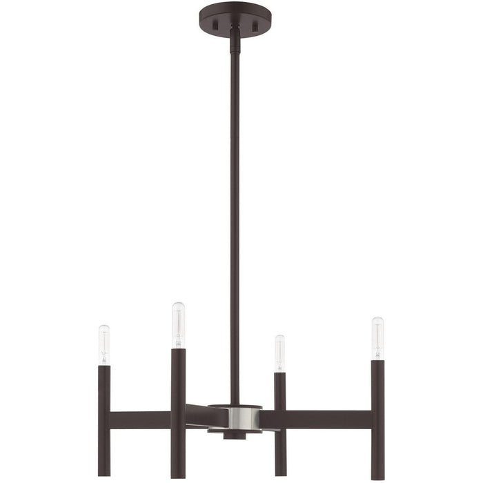 20" Four Light Dimmable Chandelier With Shades - Bronze