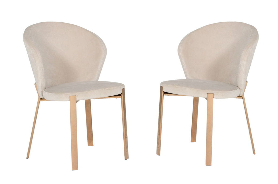 Upholstered Velvet Wing Back Dining Side Chairs (Set of 2) - Beige