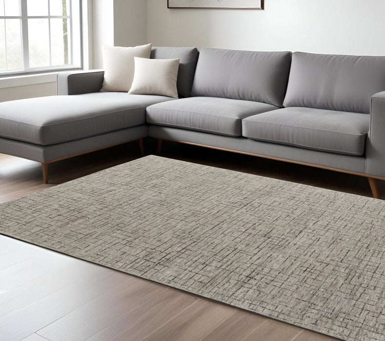 10' X 14' Wool Hand Tufted Distressed Area Rug - Ivory And Gray