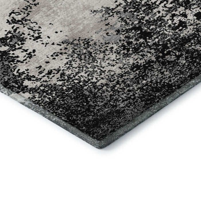 10' X 14' Abstract Washable Area Rug With UV Protection (680615) - Black / Gray / Silver