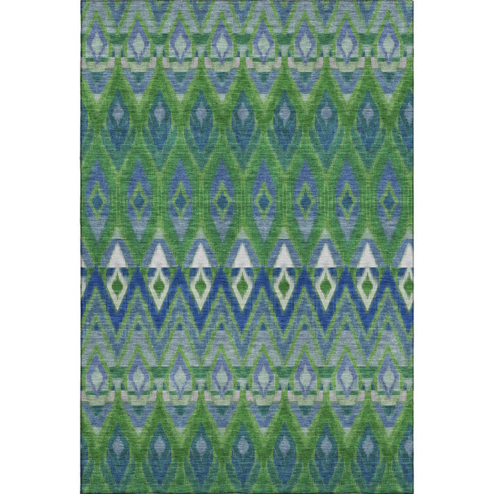 10' X 14' Southwestern Washable Area Rug With UV Protection (651905) - Green / Blue / Ivory