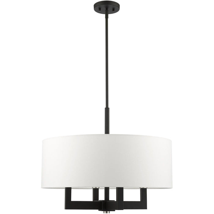 22" Four Light Dimmable Chandelier With Shades - Black
