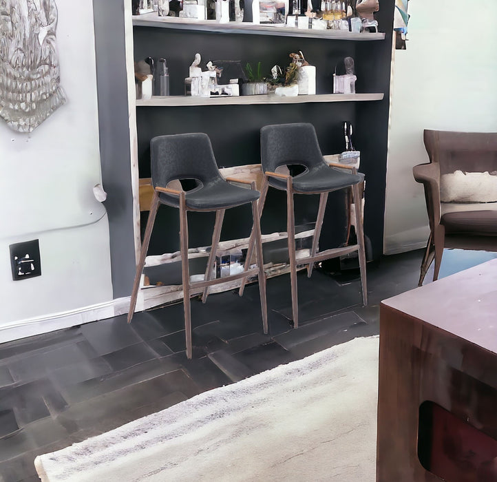 Steel Low Back Bar Height Bar Chairs (Set of 2) - Black And Brown