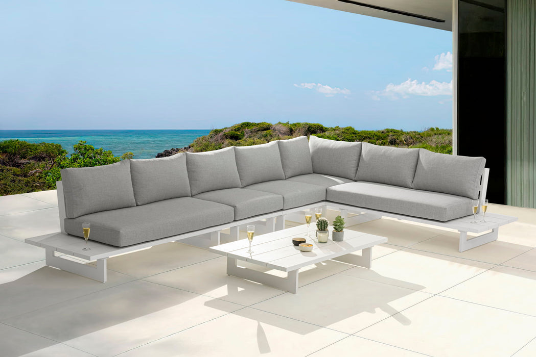Maldives - 5 Piece Water Resistant Outdoor Patio Modular Sectional With White Base