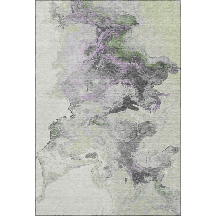 10' X 14' Abstract Washable Area Rug With UV Protection (697254) - Artichoke Green / Gray / Ivory