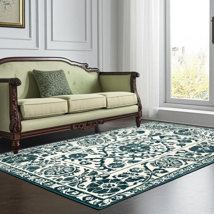 6' X 8' Tribal Washable Area Rug With UV Protection (610066) - Beige / Blue