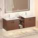 Giga soft-close bathroom vanity with small storage shelves, 24" and 12" combination cabinet in reddish brown finish
