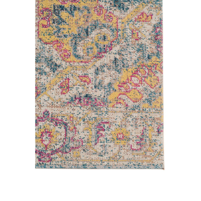 9' x 12' Medallion Power Loom Area Rug - Yellow And Navy