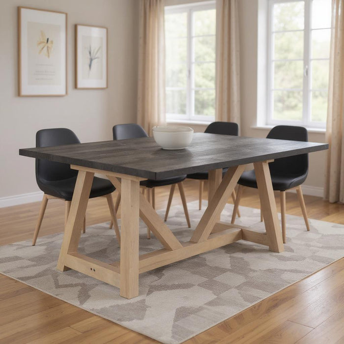 84" Solid Wood Trestle Base Dining Table - Brown