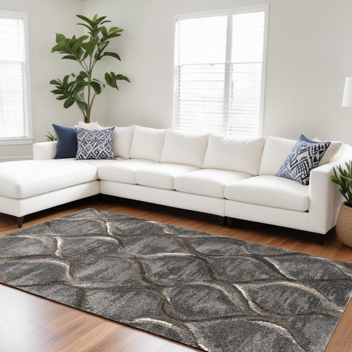 7' x 10' Polypropylene Area Rug - Charcoal