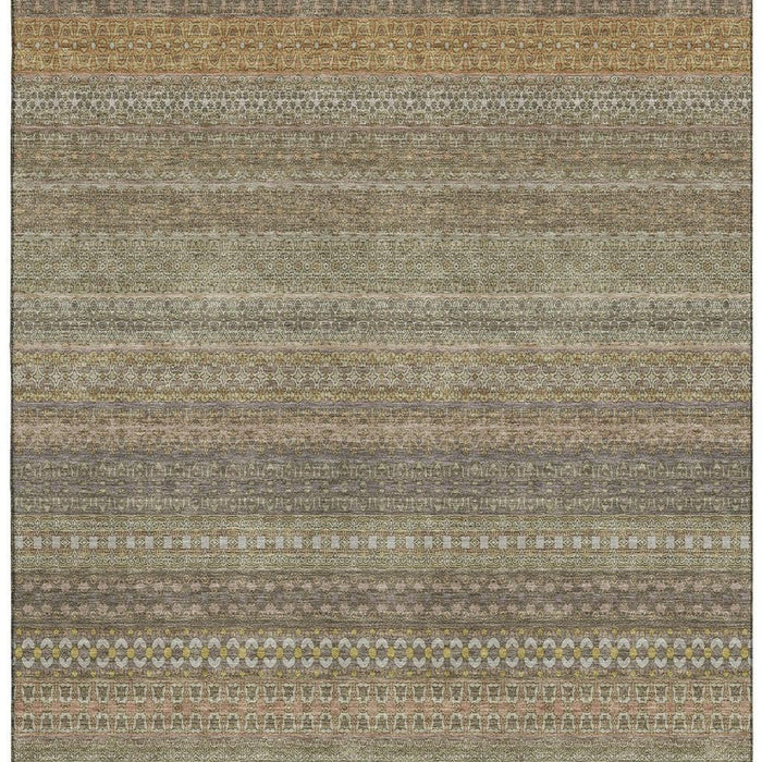3' X 5' Striped Washable Area Rug With UV Protection (647513) - Khaki / Ivory