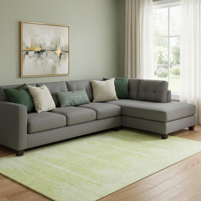10' X 14' Abstract Washable Area Rug With UV Protection (653665) - Artichoke Green / Ivory