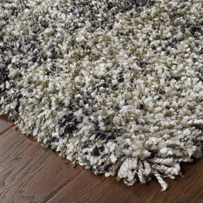 10' x 13' Abstract Shag Power Loom Stain Resistant Area Rug - Charcoal Silver And Gray