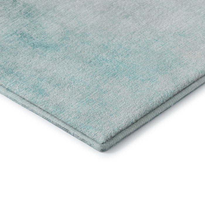 8' Abstract Washable Round Rug With UV Protection (650911) - Teal / Ivory