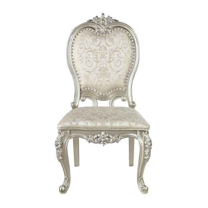 Fabric And Solid Wood Open Back Dining Side Chairs (Set of 2) - Champagne